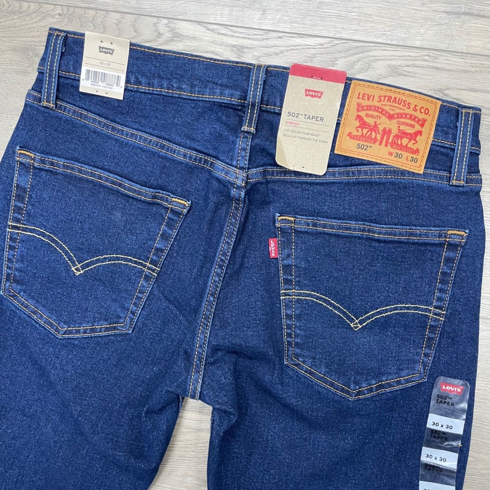 Levi's 502 Taper Jeans Mens 30x30 Blue Stretch Denim 29507-3197